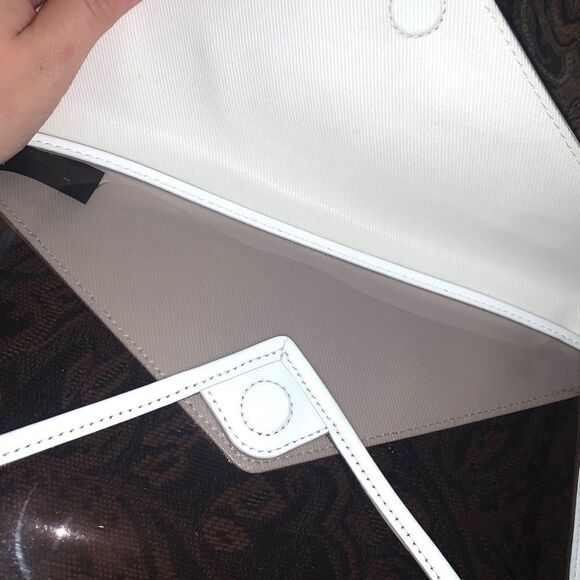 REBECCA MINKOFF Leo Leather White and Clear Clutch REBECCA MINKOFF Leo Clutch - Picture 5 of 6